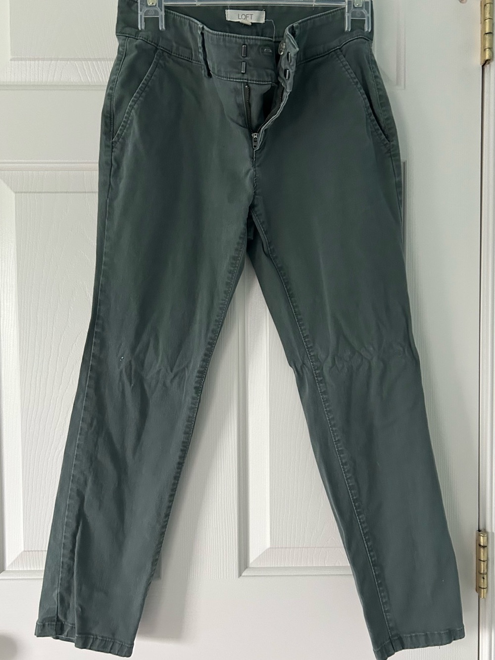 LOFT Dark Olive Straight Pants